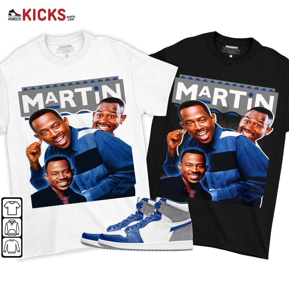 Martin TV2 Sneaker Shirt Match True Blue 1s, Jordan 1 High OG True Blue MKO T-Shirt Martin TV2 Sneaker Shirt Match True Blue 1s, Jordan 1 High OG True Blue MKO T-Shirt