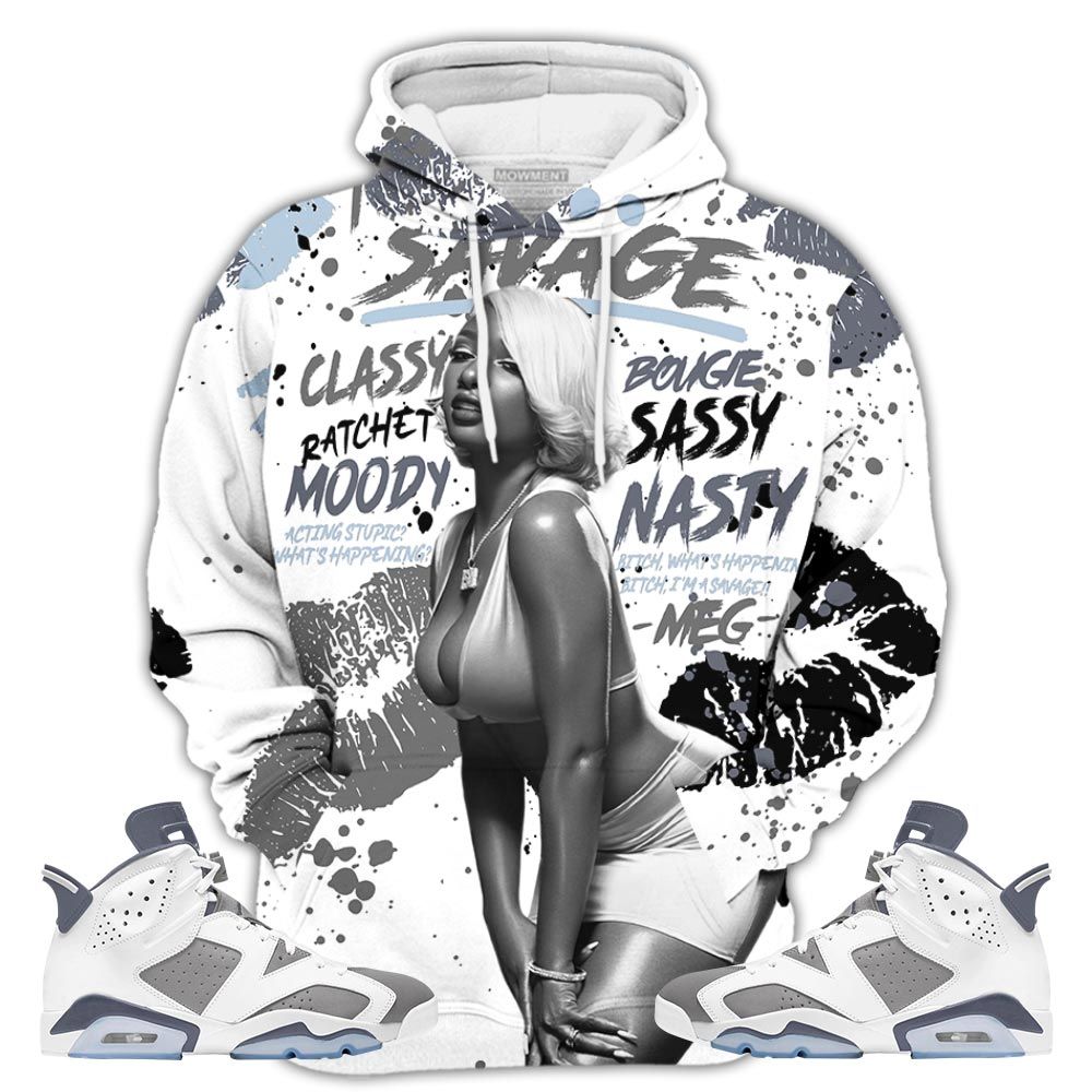 Megan Sneaker Shirt Match Retro Cool Grey 6S, Jordan 6 Cool Grey Hoodie Sweatshirt Tee All Over Print MKO Shirt