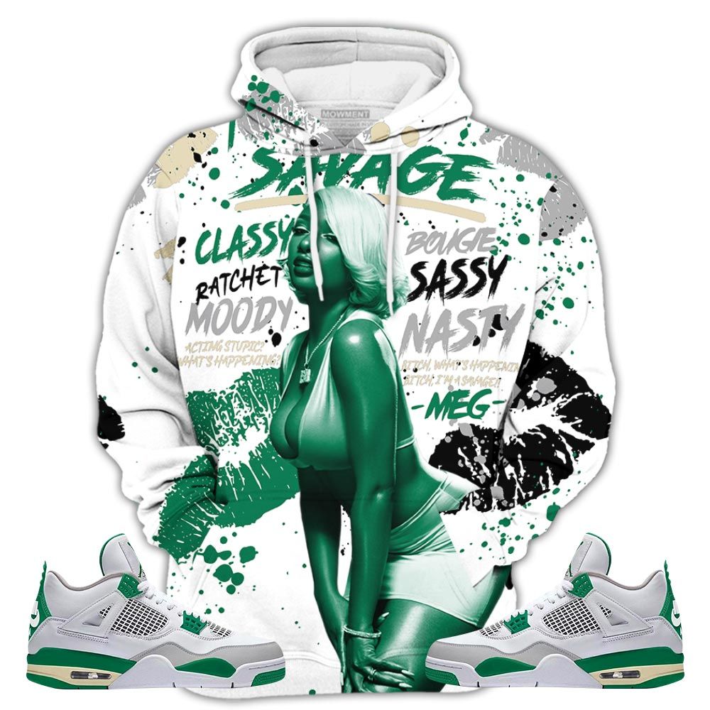 Megan Sneaker Shirt Match Retro Pine Green 4S, Jordan 4 Pine Green Hoodie Sweatshirt Tee All Over Print MKO Shirt