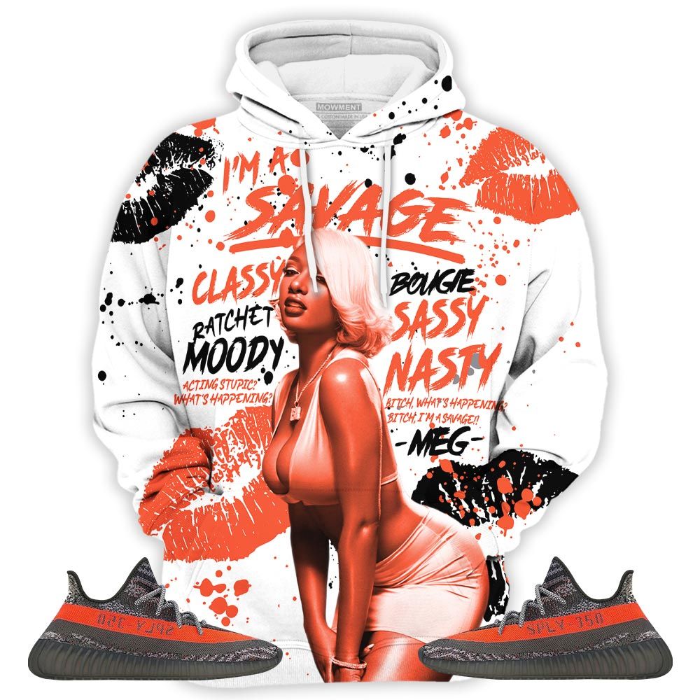 Megan Thee Stallion Sneaker Shirt Match Boots 350 V2 Dark Beluga, Yeezy 350 V2 Carbon Beluga Hoodie Sweatshirt Tee All Over Print MKO Shirt
