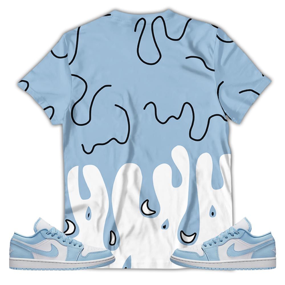 Melanin 80S Baby Sneaker Shirt Match 1 Low Gets Icy, Jordan 1 Low Ice Blue Hoodie Sweatshirt Tee All Over Print MKO Shirt