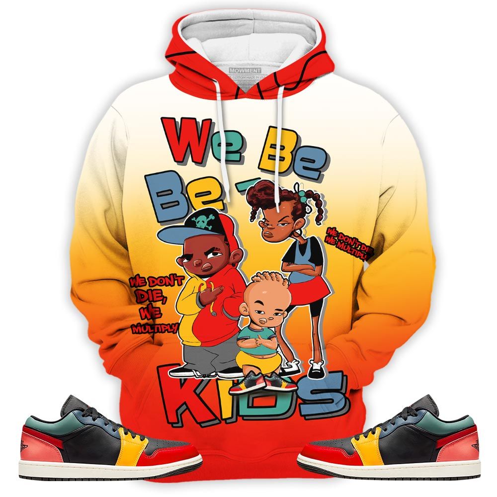 Melanin 80S Baby Sneaker Shirt Match 1 Se Black Multi Color, Jordan 1 Low Black Fire Red Taxi Hoodie Sweatshirt Tee All Over Print MKO Shirt