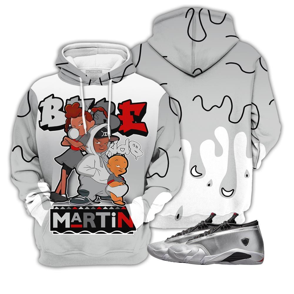 Melanin 80S Baby Sneaker Shirt Match 14 Low Metallic Silver, Jordan 14 Metallic Silver Hoodie Sweatshirt Tee All Over Print MKO Shirt