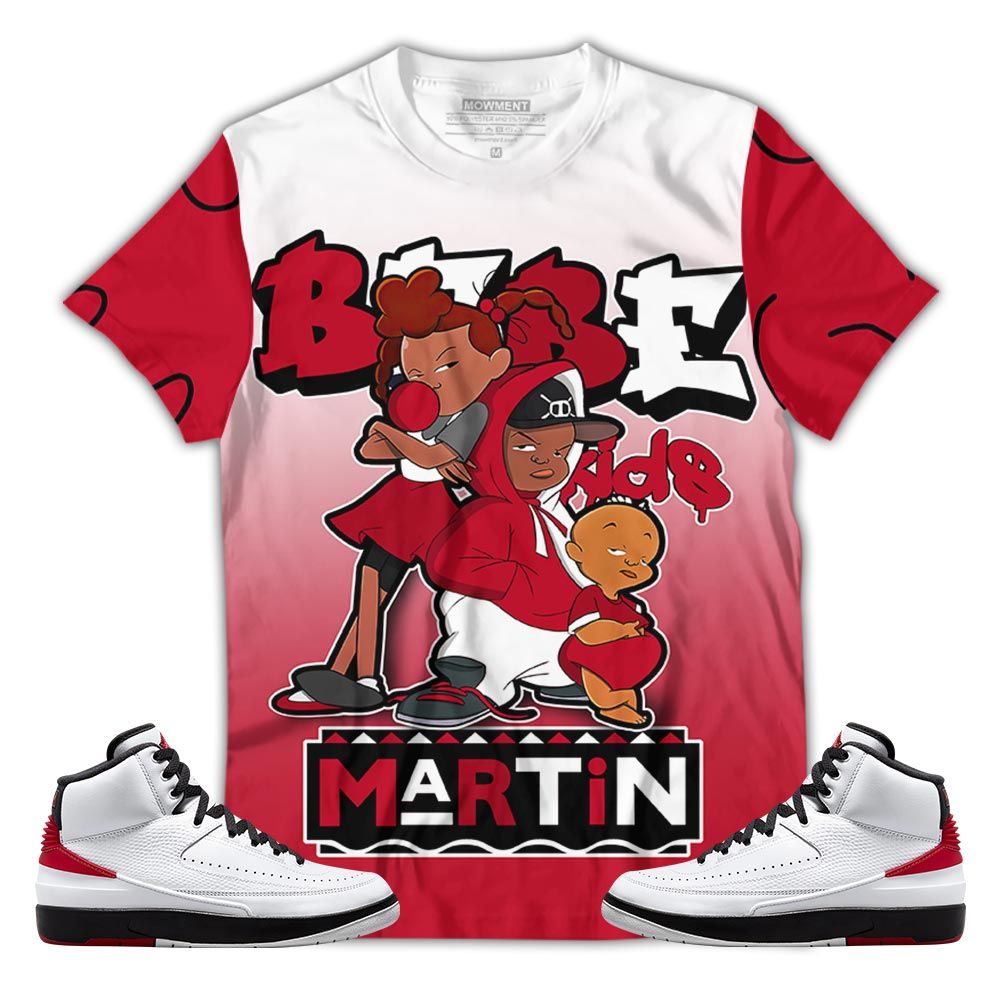 Melanin 80S Baby Sneaker Shirt Match 2 Chicago Varsity Red, Jordan Retro 2 Chicago Hoodie Sweatshirt Tee All Over Print MKO Shirt