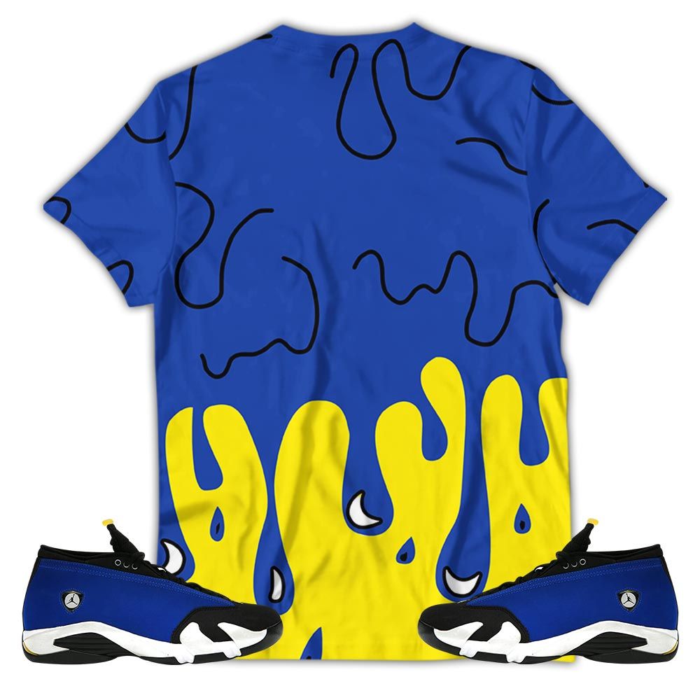 Melanin 80S Baby Sneaker Shirt Match 2023 Blue Laney 14S, Jordan 14 Laney Hoodie Sweatshirt Tee All Over Print MKO Shirt