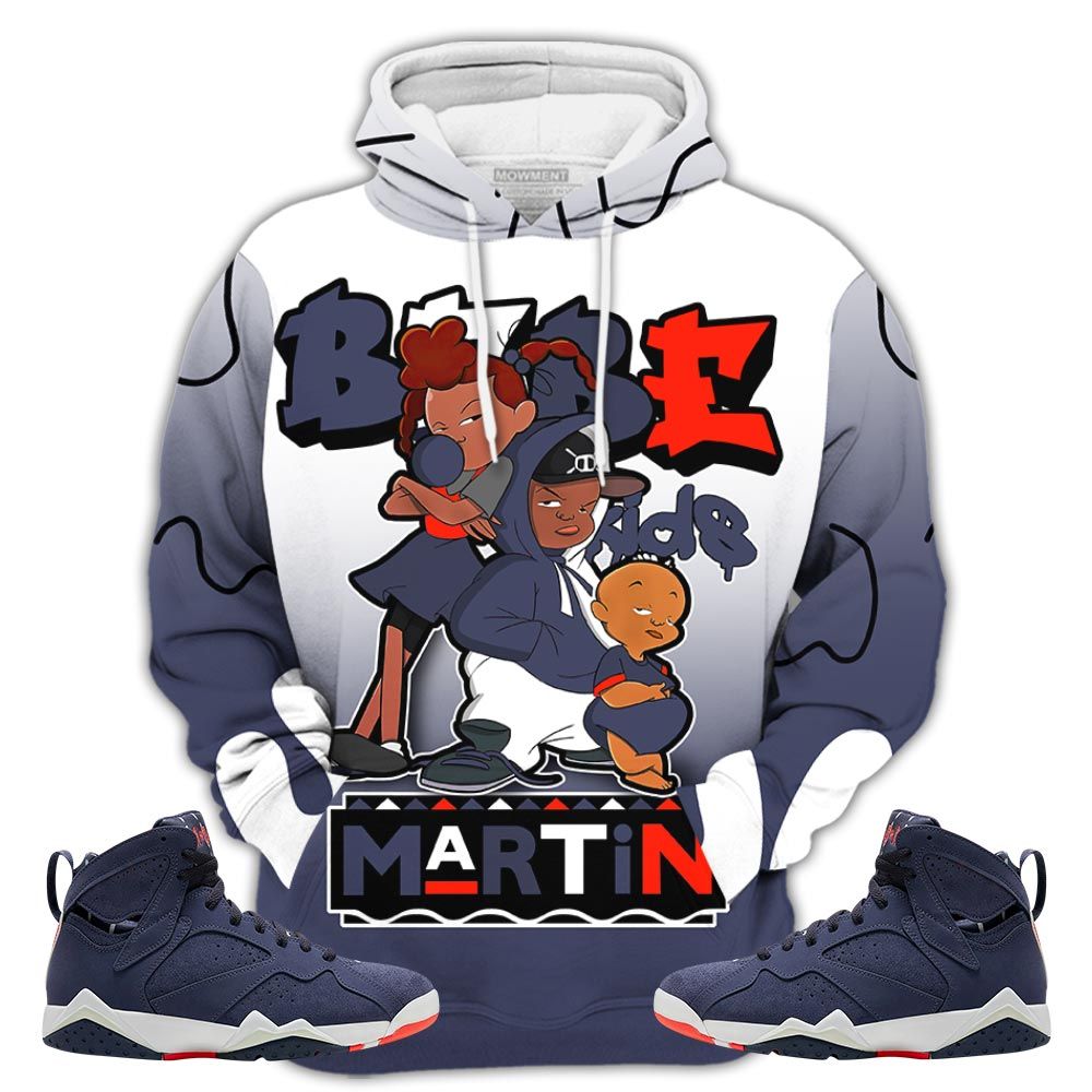 Melanin 80S Baby Sneaker Shirt Match 7 Neutral Indigo, Jordan 7 Quai 54 Hoodie Sweatshirt Tee All Over Print MKO Shirt