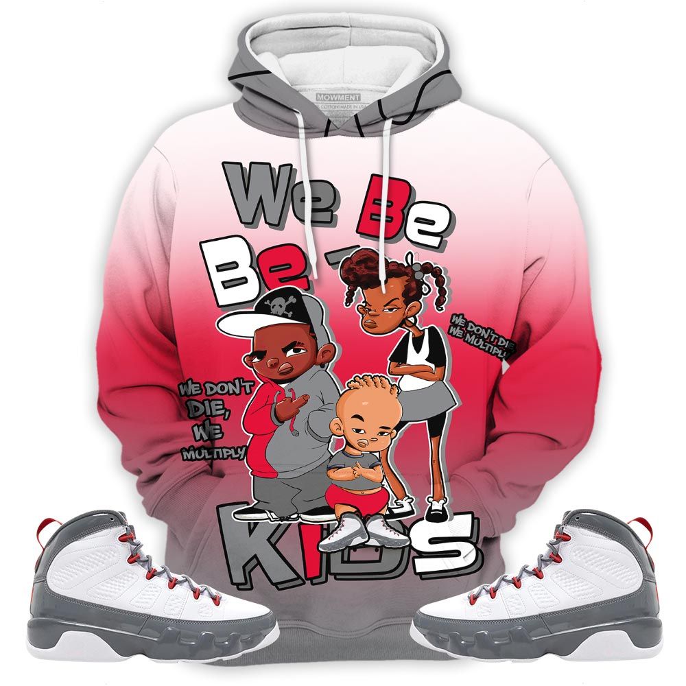 Melanin 80S Baby Sneaker Shirt Match Grey Fire Red 9S, Jordan 9 Retro Fire Red Hoodie Sweatshirt Tee All Over Print MKO Shirt