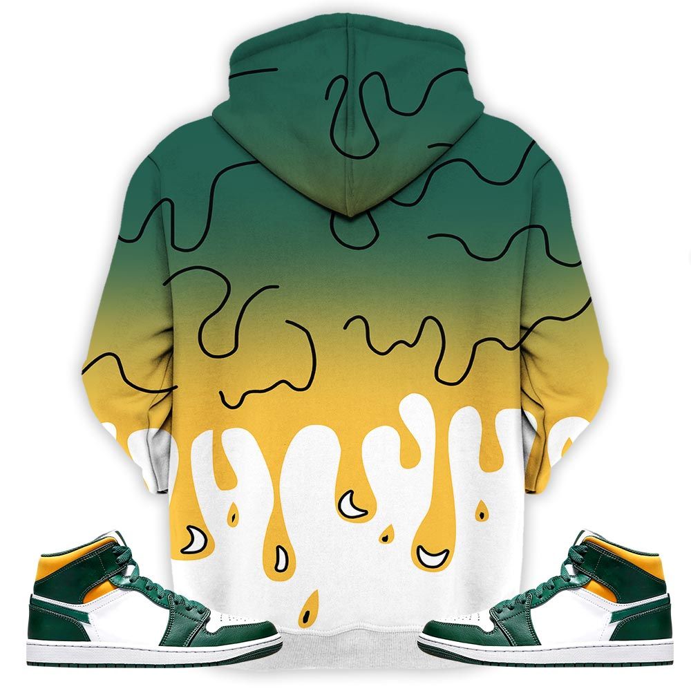Melanin 80S Baby Sneaker Shirt Match Mid Sonics 1S, Jordan 1 Mid Sonics Noble Green Pollen Hoodie Sweatshirt Tee All Over Print MKO Shirt