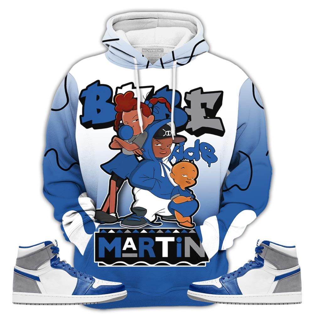 Melanin 80S Baby Sneaker Shirt Match True Blue 1S, Jordan 1 High Og True Blue Hoodie Sweatshirt Tee All Over Print MKO Shirt
