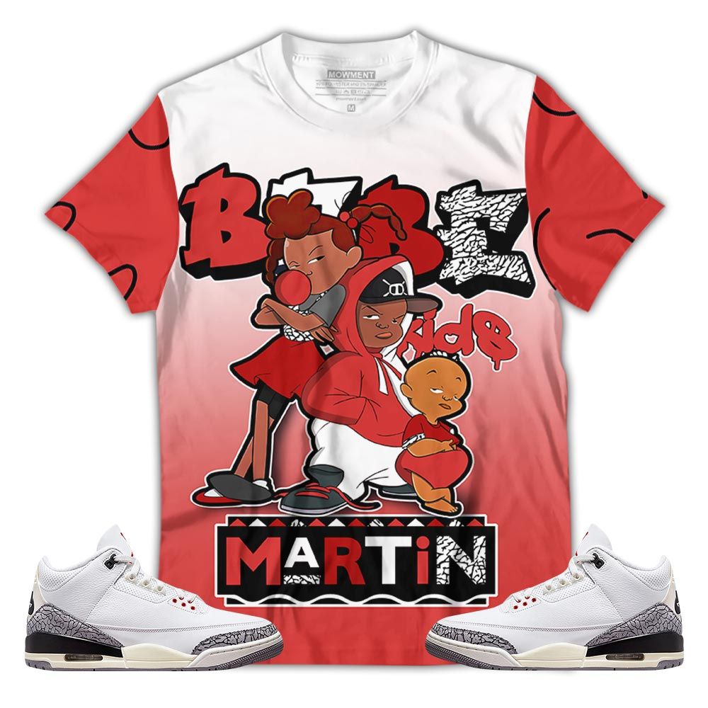 Melanin 80S Baby Sneaker Shirt Match White Cement 3S, Jordan Retro 3 White Cement Hoodie Sweatshirt Tee All Over Print MKO Shirt