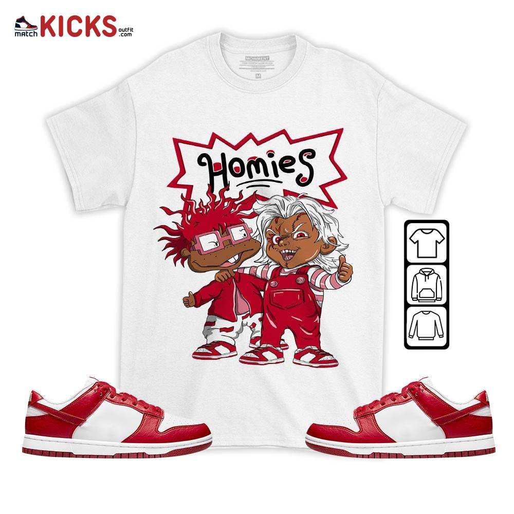 Melanin Kids 90’s Rugrats Chucky Chuckie Homie Sneaker Shirt Match Next Nature White Gym Red, Dunk Low Gym Red MKO T-Shirt