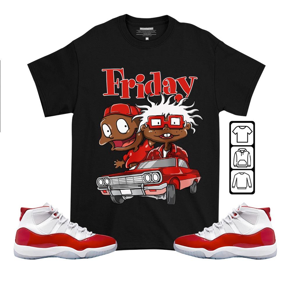 Melanin Kids Friday Cartoon 90s Sneaker Shirt Match Cherry 11s, Jordan 11 Retro Cherry MKO T-Shirt