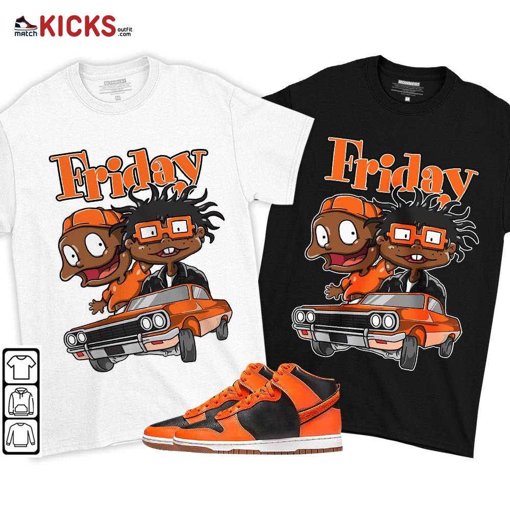 Melanin Kids Friday Rugrats Sneaker Shirt Match Dunk Black Orange, Dunk High GS Safety Orange MKO T-Shirt Melanin Kids Friday Rugrats Sneaker Shirt Match Dunk Black Orange, Dunk High GS Safety Orange MKO T-Shirt