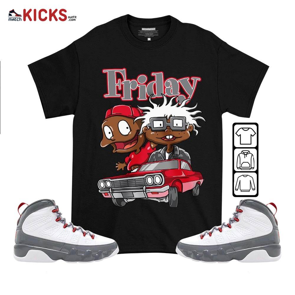 Melanin Kids Friday Rugrats Sneaker Shirt Match Fire Red 9s, Jordan 9 Retro Fire Red MKO T-Shirt