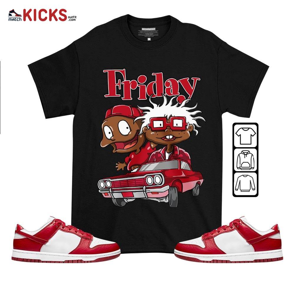 Melanin Kids Friday Rugrats Sneaker Shirt Match Next Nature White Gym Red, Dunk Low Gym Red MKO T-Shirt