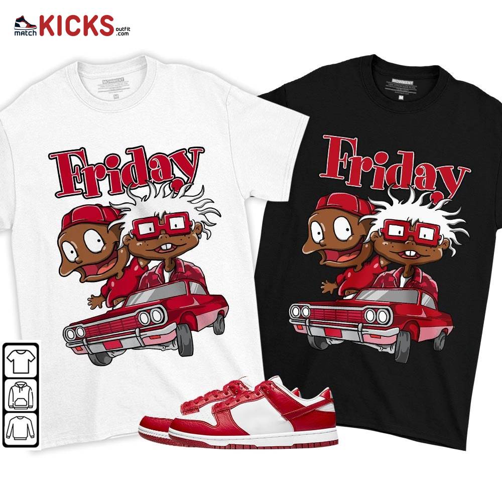 Melanin Kids Friday Rugrats Sneaker Shirt Match Next Nature White Gym Red, Dunk Low Gym Red MKO T-Shirt