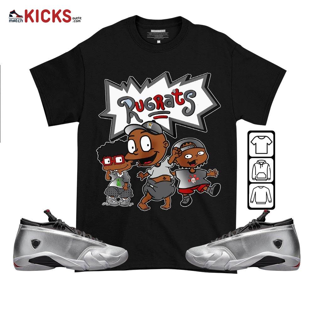 Melanin Rugrats Kid Sneaker Shirt Match 14 Low Metallic Silver, Jordan 14 Metallic Silver MKO T-Shirt