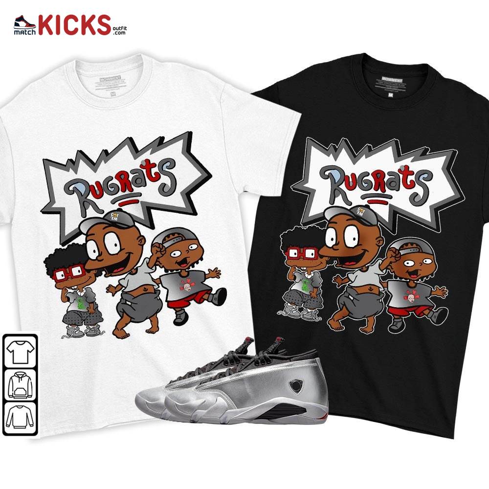 Melanin Rugrats Kid Sneaker Shirt Match 14 Low Metallic Silver, Jordan 14 Metallic Silver MKO T-Shirt