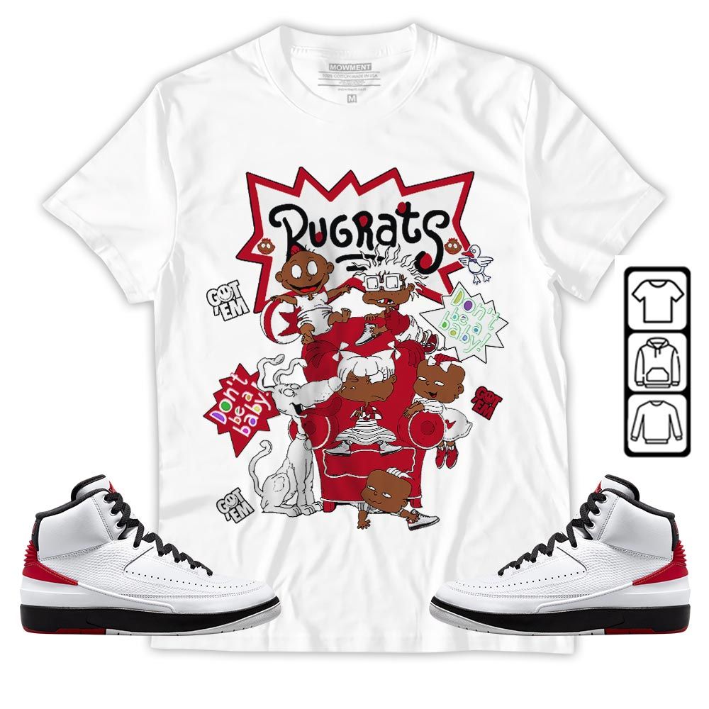 Melanin Rugrats Kids 90s Got Em 2D Sneaker Shirt Match 2 Chicago Varsity Red, Jordan Retro 2 Chicago MKO T-Shirt