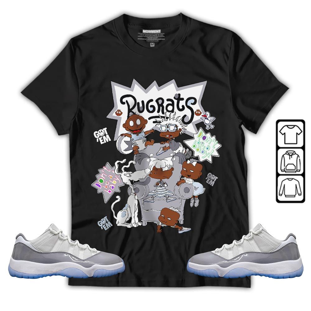 Melanin Rugrats Kids 90s Got Em 2D Sneaker Shirt Match Cement Grey 11s, Jordan 11 Low Cement Grey MKO T-Shirt