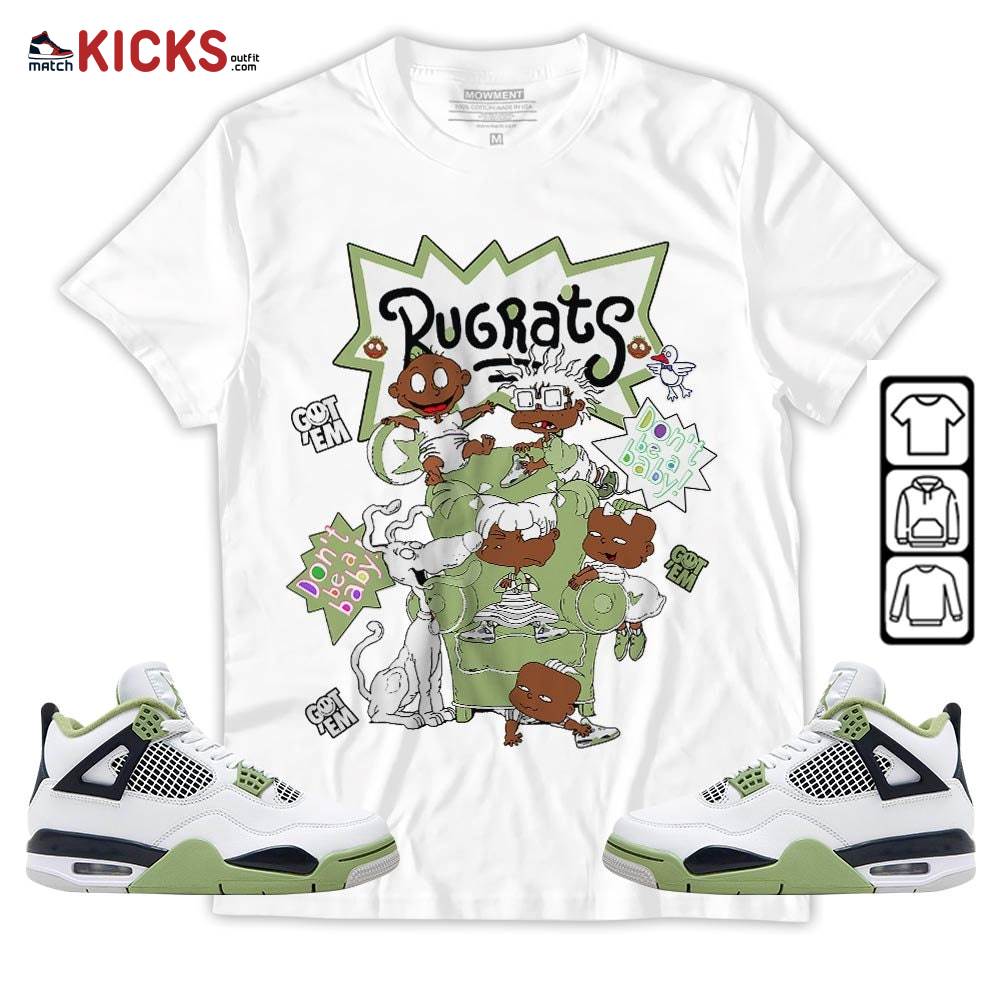 Melanin Rugrats Kids 90’s Got Em 2D Sneaker Shirt Match Retro Oil Green 4s, Jordan 4 Oil Green MKO T-Shirt