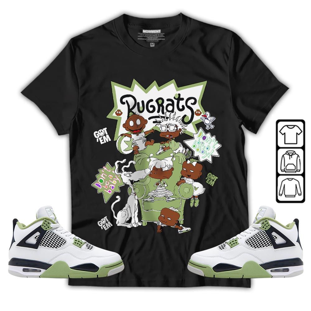 Melanin Rugrats Kids 90s Got Em 2D Sneaker Shirt Match Retro Oil Green 4s, Jordan 4 Oil Green MKO T-Shirt