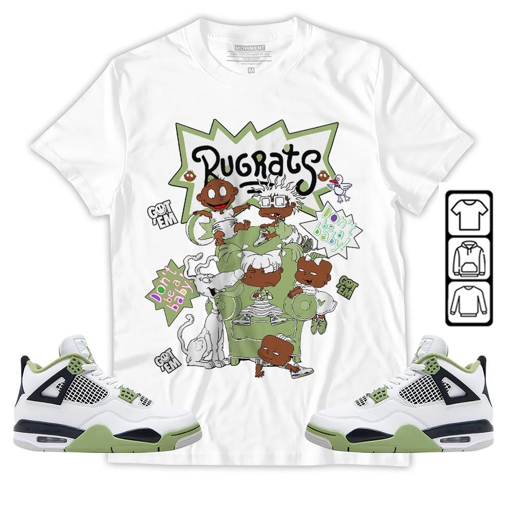Melanin Rugrats Kids 90s Got Em 2D Sneaker Shirt Match Retro Oil Green 4s, Jordan 4 Oil Green MKO T-Shirt