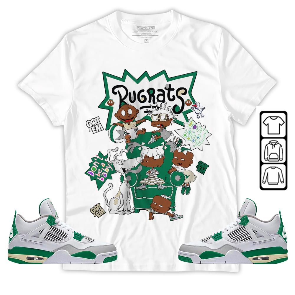 Melanin Rugrats Kids 90s Got Em 2D Sneaker Shirt Match Retro Pine Green 4s, Jordan 4 Pine Green MKO T-Shirt