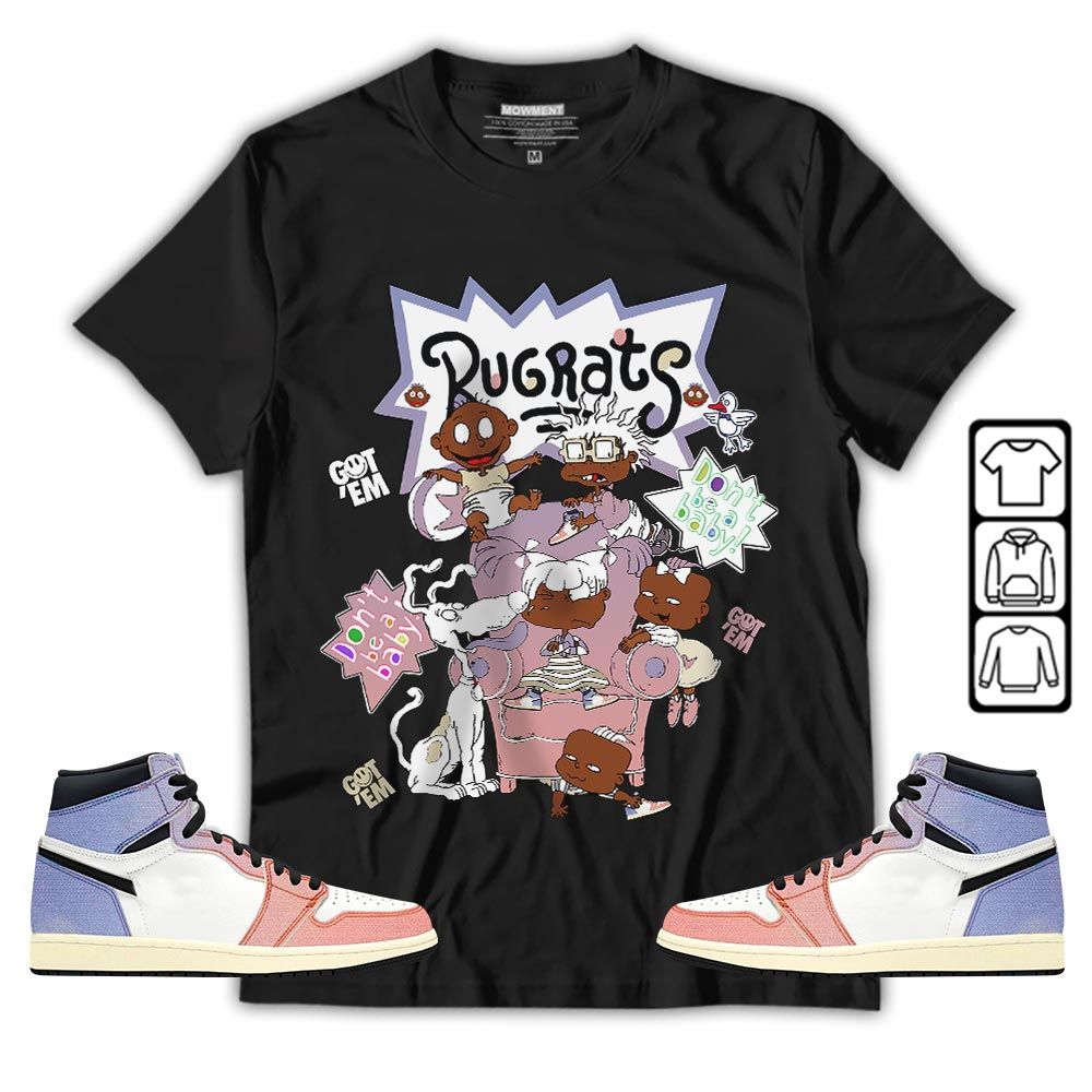 Melanin Rugrats Kids 90s Got Em 2D Sneaker Shirt Match Retro Skyline 1s, Jordan 1 High OG Skyline MKO T-Shirt