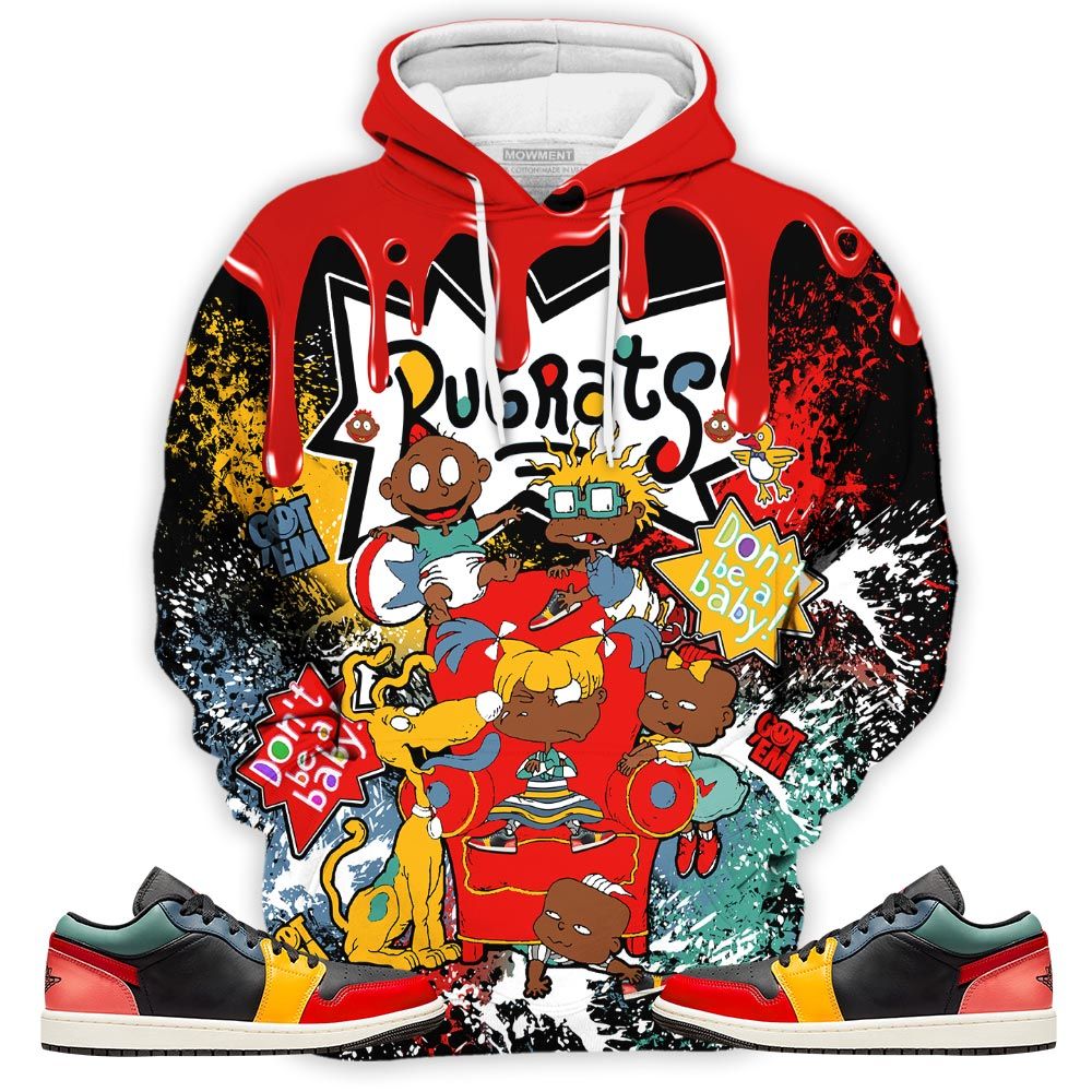 Melanin Rugrats Kids 90S Got Em Sneaker Shirt Match 1 Se Black Multi Color, Jordan 1 Low Black Fire Red Taxi Hoodie Sweatshirt Tee All Over Print MKO Shirt