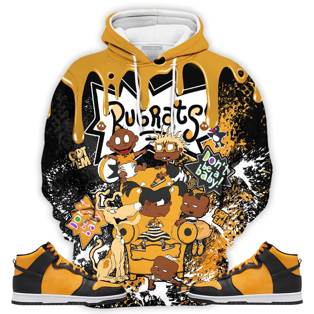 Melanin Rugrats Kids 90S Got Em Sneaker Shirt Match Dunk Reverse Goldenrod, Dunk High Bruce Lee Hoodie Sweatshirt Tee All Over Print MKO Shirt