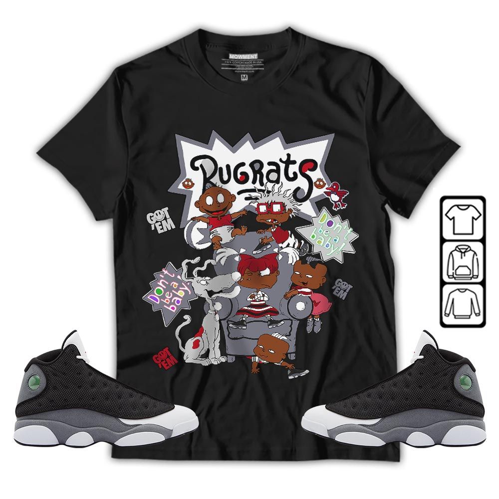 Melanin Rugrats Kids 90s Sneaker Shirt Match Black Flint 13s, Jordan Retro 13 Black Flint MKO Sweatshirt
