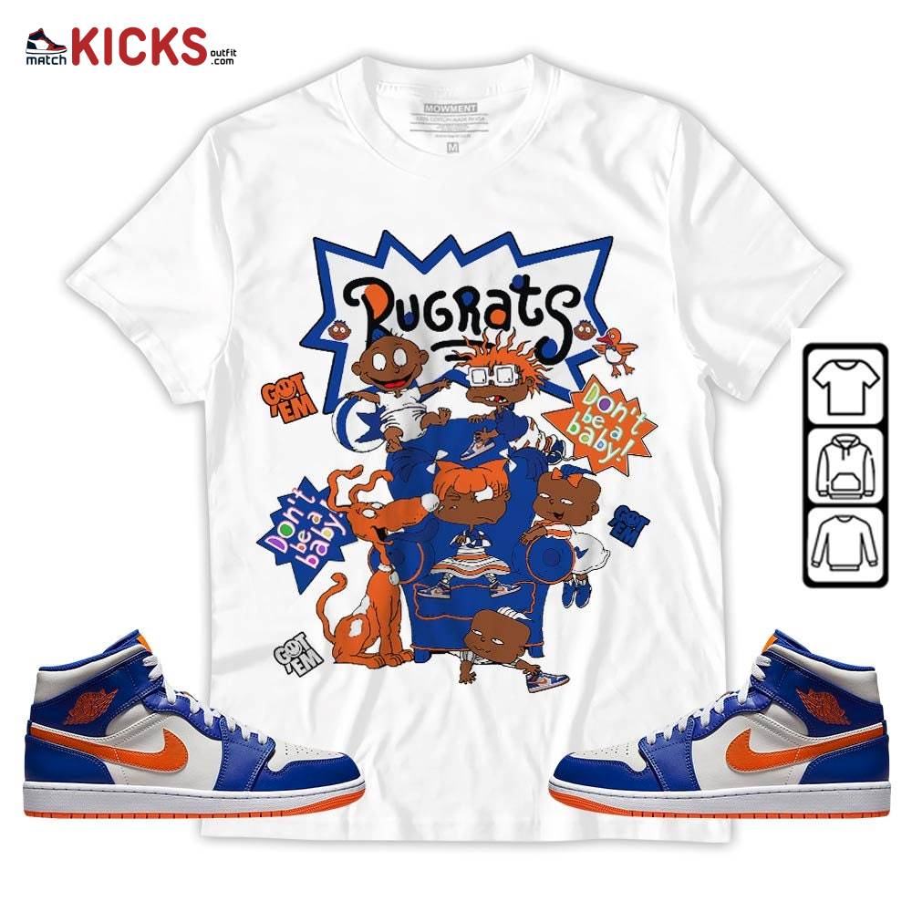 Melanin Rugrats Kids 90’s Sneaker Shirt Match Mid Knicks 1s, Jordan 1 Mid Knicks MKO Sweatshirt