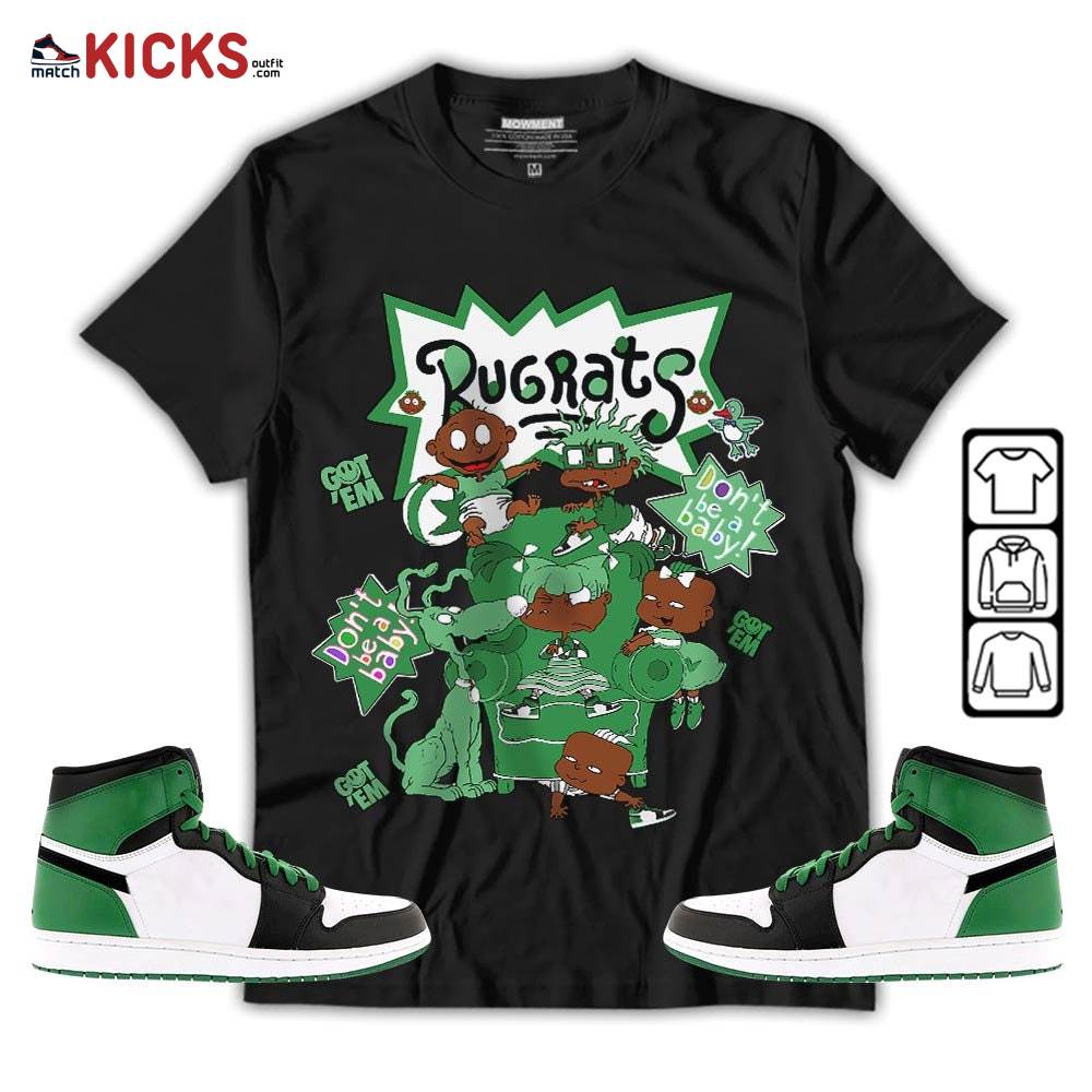 Melanin Rugrats Kids 90’s Sneaker Shirt Match OG Celtics 1s, Jordan 1 High OG Celtics MKO T-Shirt