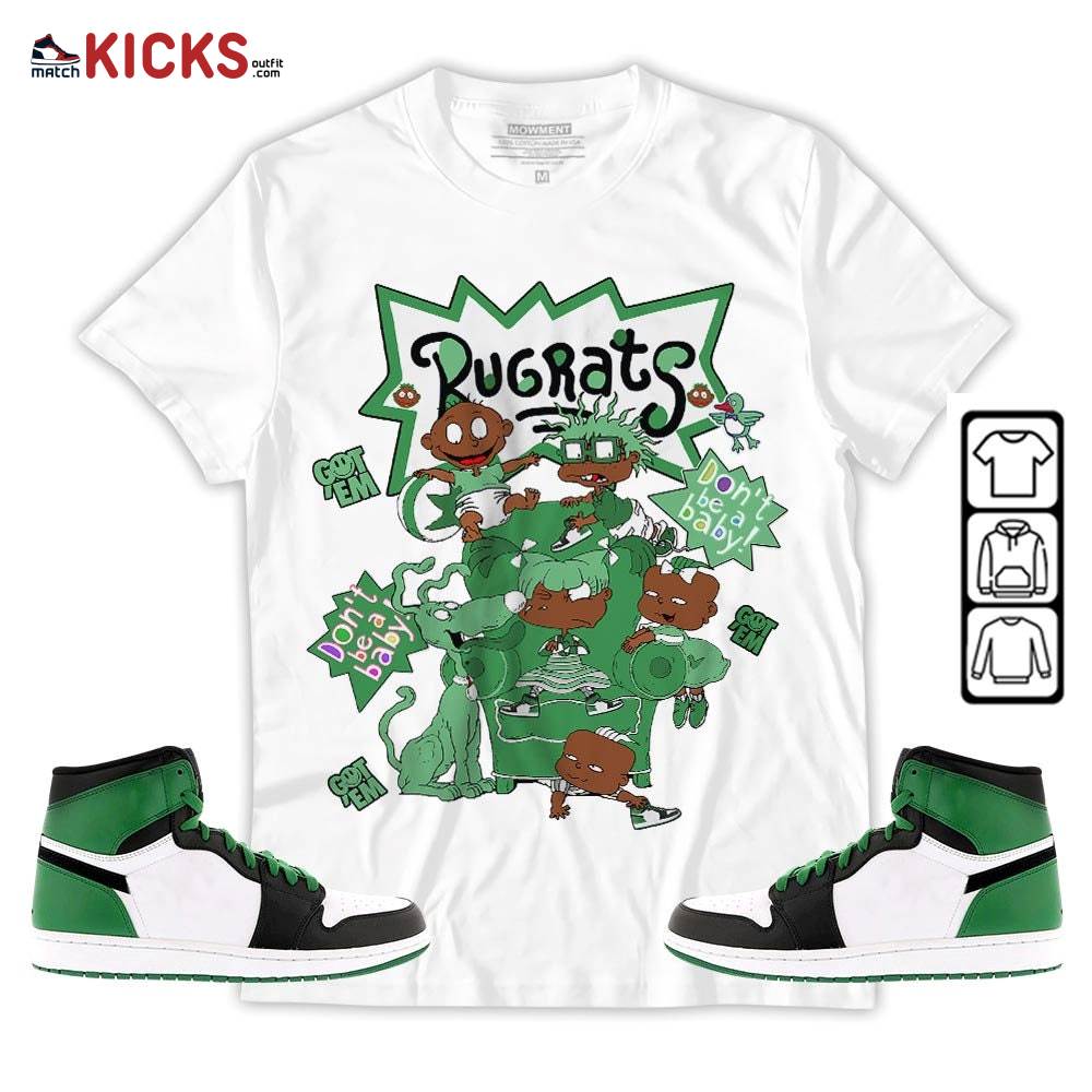 Melanin Rugrats Kids 90’s Sneaker Shirt Match OG Celtics 1s, Jordan 1 High OG Celtics MKO T-Shirt