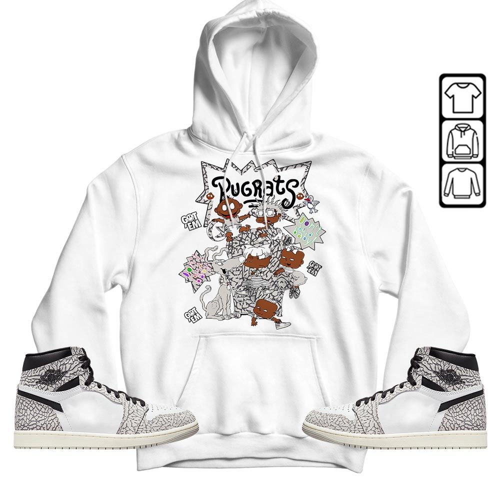 Melanin Rugrats Kids 90s Sneaker Shirt Match OG Elephant 1s, Jordan 1 White Cement MKO T-Shirt