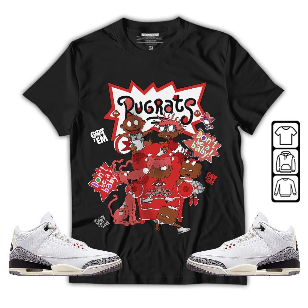 Melanin Rugrats Kids 90s Sneaker Shirt Match White Cement 3s, Jordan Retro 3 White Cement MKO T-Shirt