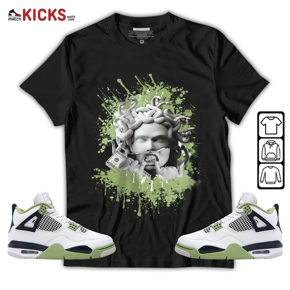 Money Talk Got Em Sneaker Shirt Match Retro Oil Green 4s, Jordan 4 Oil Green MKO Hoodie