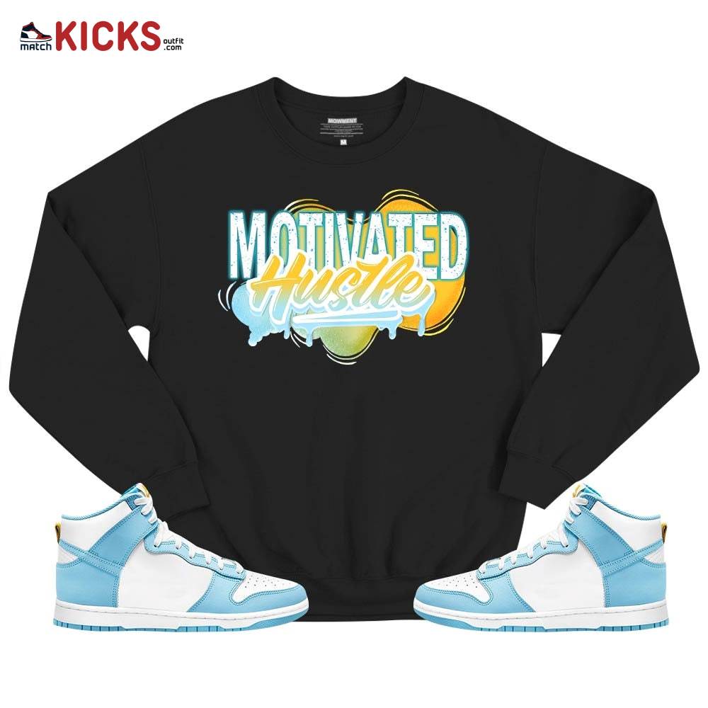 Motivatd Hustle 90s Sneaker Shirt Match Dunk High Blue Chill, Dunk High Homer Simpson MKO T-Shirt Motivatd Hustle 90s Sneaker Shirt Match Dunk High Blue Chill, Dunk High Homer Simpson MKO T-Shirt