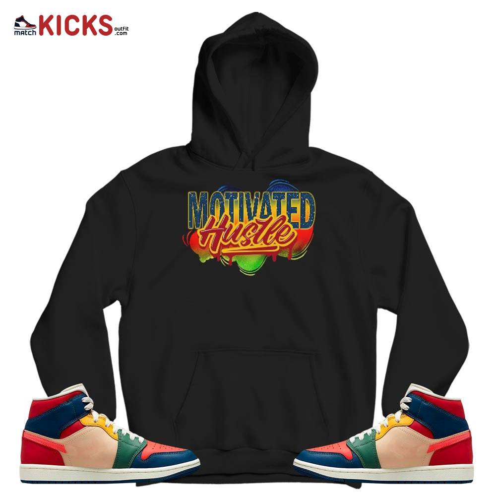 Motivatd Hustle 90s Sneaker Shirt Match Multi Color 2022 1s, Jordan 1 Mid Multi Color 2022 MKO T-Shirt Motivatd Hustle 90s Sneaker Shirt Match Multi Color 2022 1s, Jordan 1 Mid Multi Color 2022 MKO T-Shirt