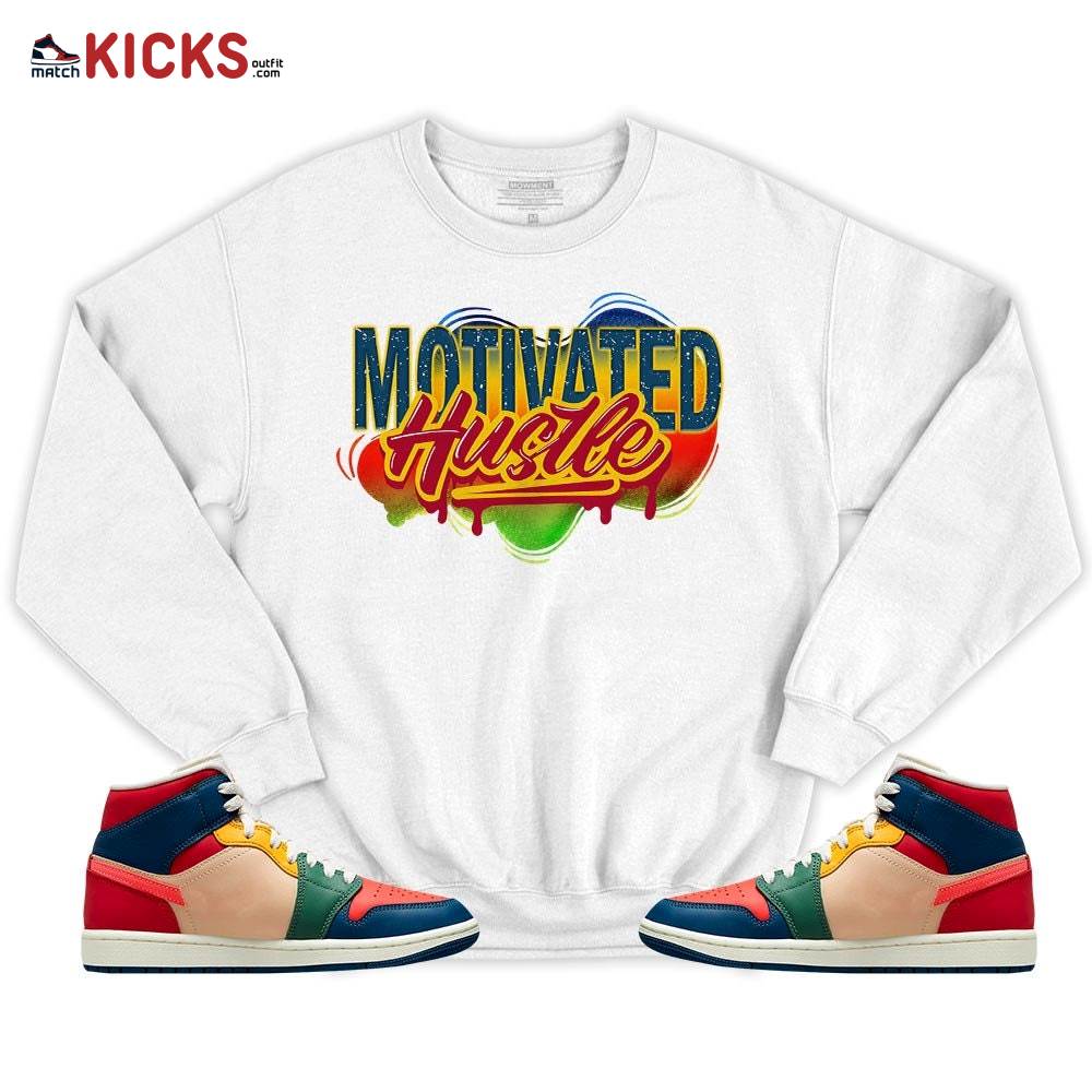 Motivatd Hustle 90s Sneaker Shirt Match Multi Color 2022 1s, Jordan 1 Mid Multi Color 2022 MKO T-Shirt Motivatd Hustle 90s Sneaker Shirt Match Multi Color 2022 1s, Jordan 1 Mid Multi Color 2022 MKO T-Shirt