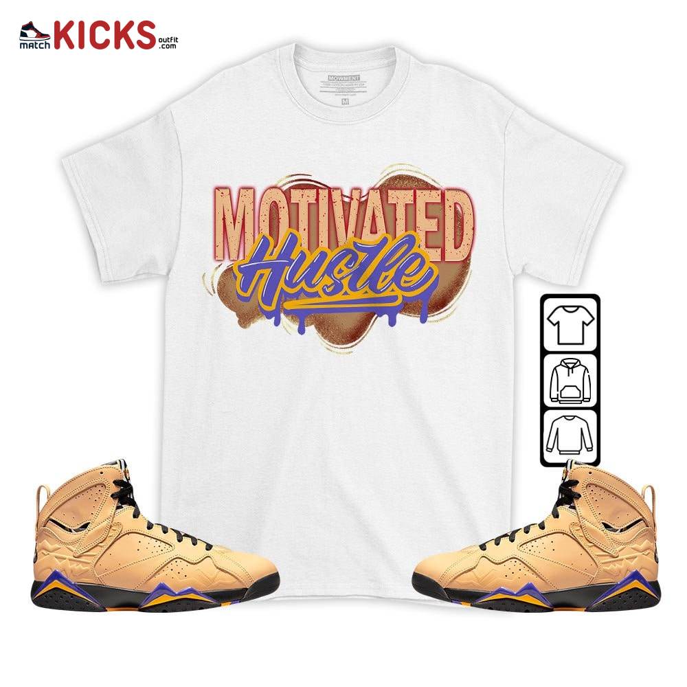 Motivatd Hustle 90s Sneaker Shirt Match Vachetta Tan 7s, Jordan 7 SE Afrobeats MKO T-Shirt Motivatd Hustle 90s Sneaker Shirt Match Vachetta Tan 7s, Jordan 7 SE Afrobeats MKO T-Shirt