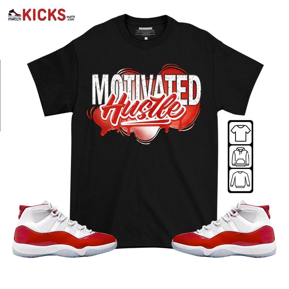 Motivated Hustle 90s Sneaker Shirt Match Cherry 11s, Jordan 11 Retro Cherry MKO T-Shirt