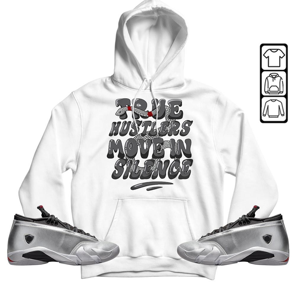 Move In Silence Sneaker Shirt Match 14 Low Metallic Silver, Jordan 14 Metallic Silver MKO T-Shirt