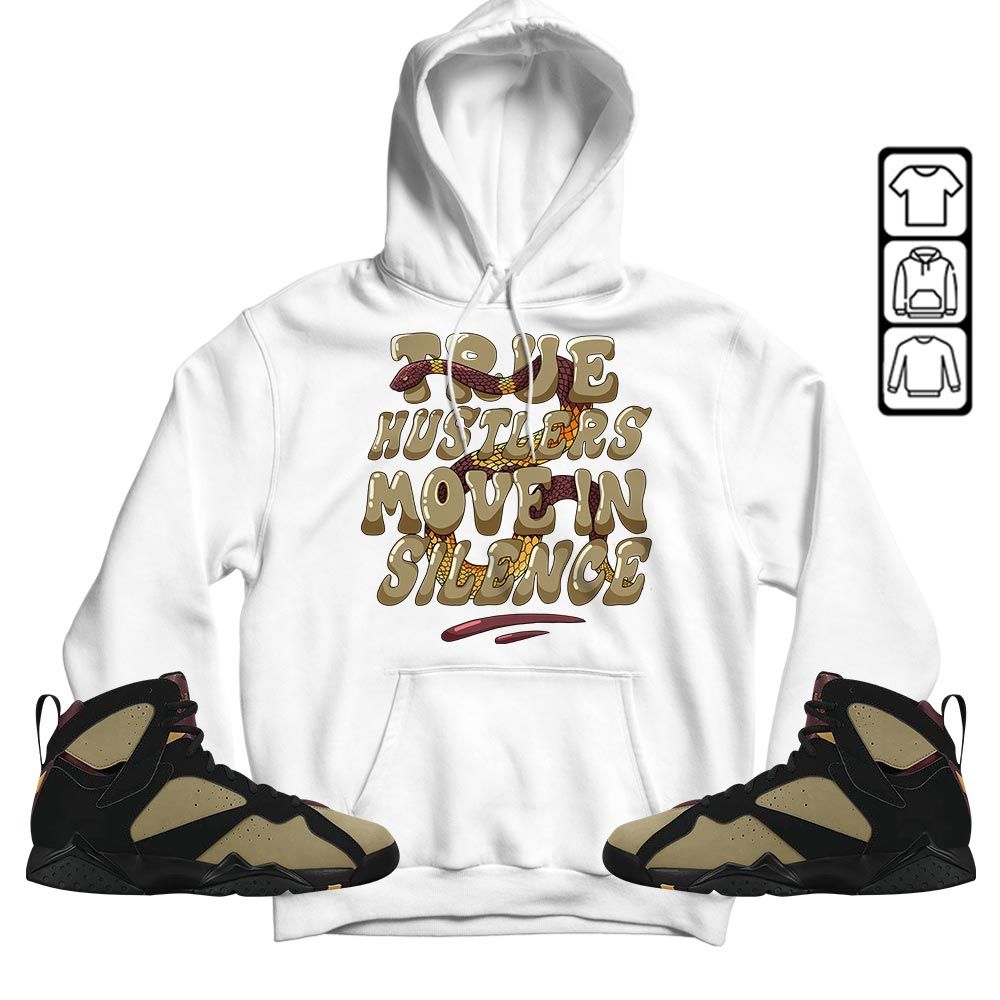 Move In Silence Sneaker Shirt Match Black Cherrywood 7s, Jordan 7 Black Olive MKO T-Shirt