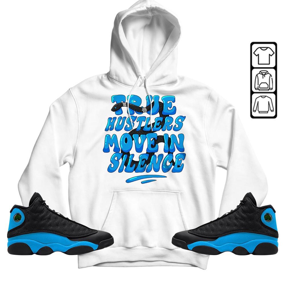 Move In Silence Sneaker Shirt Match Black University Blue 13s, Jordan 13 Black University Blue 2022 MKO T-Shirt