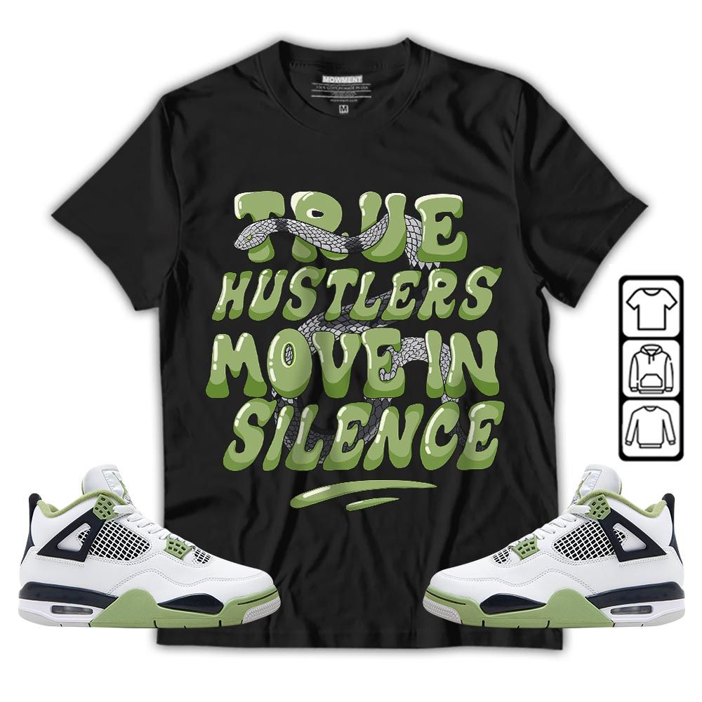 Move In Silence Sneaker Shirt Match Retro Oil Green 4s, Jordan 4 Oil Green MKO T-Shirt