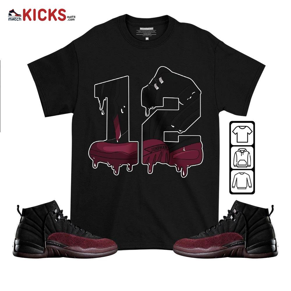 Number 12 Sneaker Shirt Match Burgundy Crush 12s, Jordan 12 A Ma Maniere MKO T-Shirt