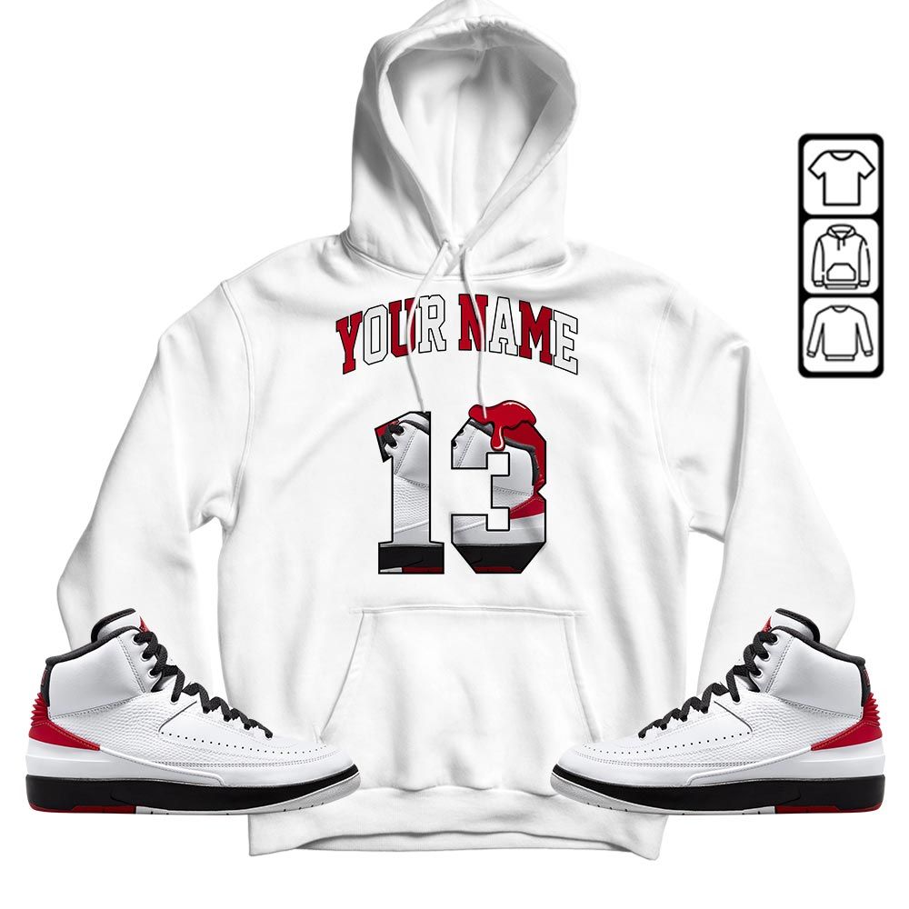 Number 13 Sneaker Shirt Match 2 Chicago Varsity Red, Jordan Retro 2 Chicago MKO T-Shirt