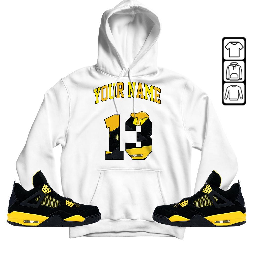 Number 13 Sneaker Shirt Match 2023 Thunder 4s, Jordan Retro 4 Thunder MKO T-Shirt